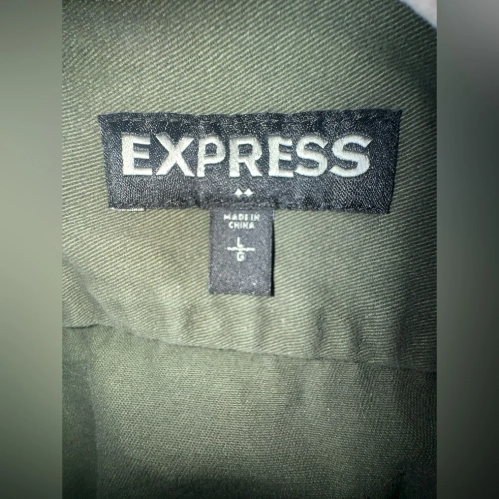 EXPRESS Men's Long Sleeve Button Up Shirt Jacket | Olive | Army Green Large‎
